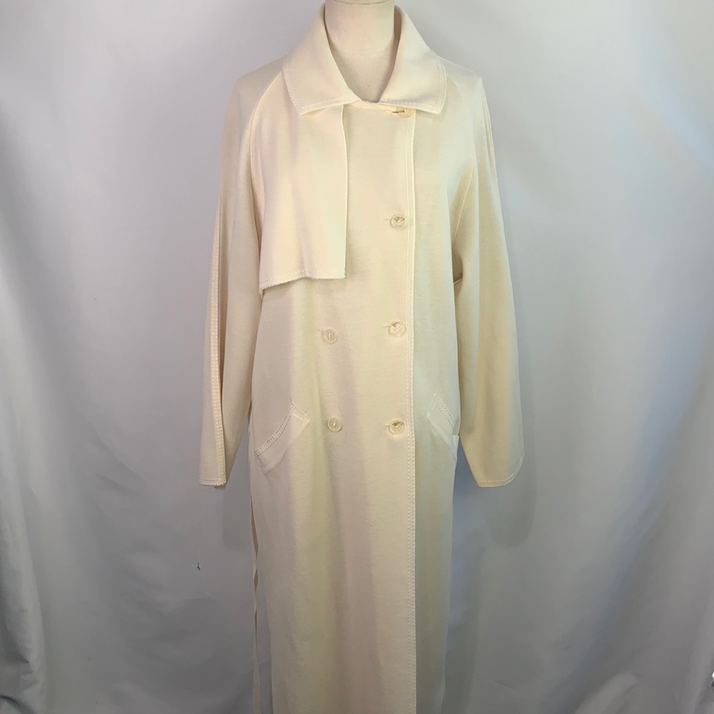 Rodier VTG cream knit long with belt jacket - Picture 1 of 11